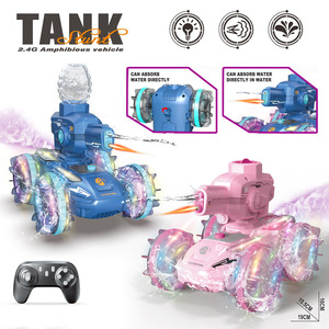 Coche Tanque Anfibio <span class=keywords><strong>RC</strong></span> Personalizado de 5 Canales con Alcance de 30m, Efectos de Luz y Pulverización de Agua, Vehículo de Batalla Todoterreno con Derrapes, Juguete para Niños, Regalo - Product Image 3