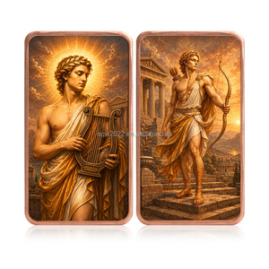 Barra de Cobre Fino 999 de 1oz con Impresión UV Personalizada OEM ODM, <span class=keywords><strong>Dios</strong></span> del Sol Griego Apolo, Barra Conmemorativa del Mito Griego Antiguo - Product Image 1