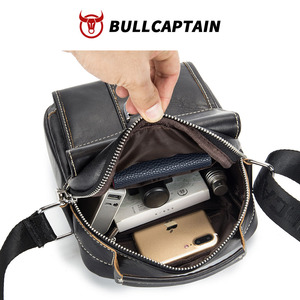 BULLCAPTAIN <b>Shoulder</b> Genuine Leather <b>Small</b> <b>Bag</b> Casual Retro <b>Small</b> <b>Shoulder</b> <b>Bag</b> Top Layer Cowhide Messenger <b>Bag</b> Wholesale - Product Image 3