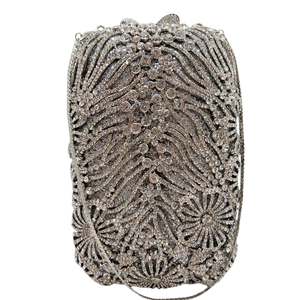 Exquisite Floral Evening Bag for Women Dazzling Rhinestones <b>Clutch</b> Purse Wedding Traveling Handbag Detachable Chain - Product Image 4