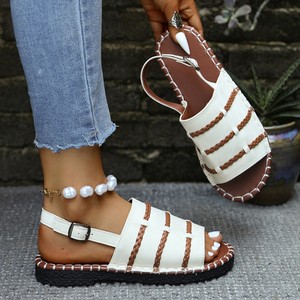 Sandales d'été vintage tissées pour femmes, trois couleurs au choix, boucle arrière réglable, plateforme confortable, chaussures de marche en plein air - Product Image 2