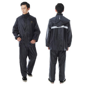 Ensemble imperméable et pantalon de pluie bleu foncé, double couche, épaissi, avec bande réfléchissante, pour le camping, pour adultes - Product Image 1