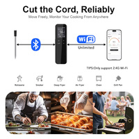 Thermomètre de cuisine numérique rechargeable sans fil avec écran LCD et sonde en acier inoxydable pour barbecue