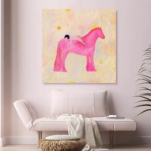 Tableau mural Wabi-Sabi Cheval Rouge Peint à la Main sur Toile, Art Abstrait Texturé, Grand Cadre en Alliage d'Aluminium, Taille Personnalisable pour Chambre d'Enfant - Product Image 2