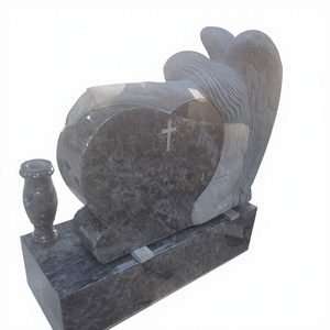 Union Stone Traditional American Carved Angel Heart Bahama Blue Granite Headstone - Product Image 5