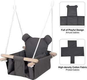 Columpio de lona para bebé, respaldo alto con cadenas ajustables, columpio colgante, columpios para bebé - Product Image 3