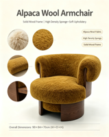 Fauteuil en alpaga de style rétro français, simple et élégant, adapté au salon, à la villa, à l'école, à la chambre, au bureau à domicile - Convient aux appartements