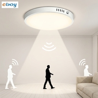 Plafonnier LED intelligent à détecteur de mouvement 18W en plastique blanc, 8 pouces, pour couloir, placard, buanderie, porche résidentiel