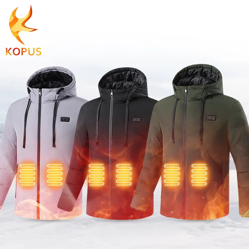 معطف جديد مقاوم للرياح قابل للغسيل والشحن معطف يعمل بالأشعة تحت الحمراء معطف مدفئ USB ملابس تدفئة مع طاقية للرجال والنساء
