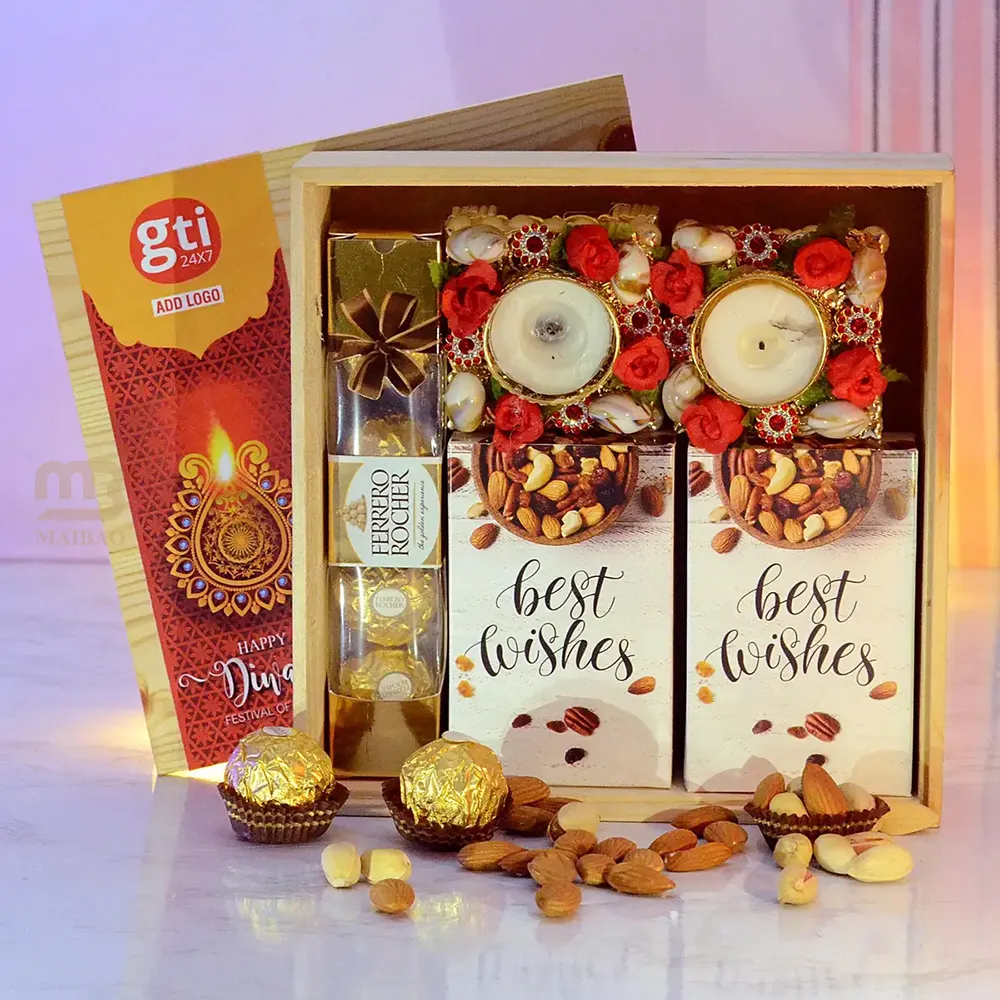 Empaquetado de dulces decorativos con impresión de logotipo personalizado, fruta seca de Diwali, embalaje vacío para dátiles, fruta seca, caja de papel de regalo, chocolate