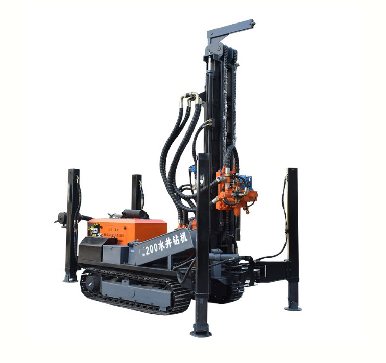 200m Profondeur de forage de puits d'eau de forage DTH rotatif de machine de forage de puits