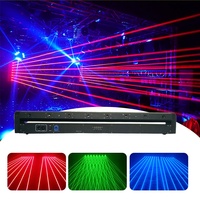 Cabezal móvil de haz láser súper grande, 8 ojos, 500mw, láser rojo/verde, cortina láser de luz de escenario profesional para