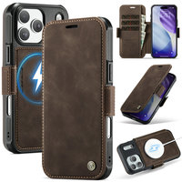 Étui portefeuille en cuir 3-en-1 avec charge sans fil pour iPhone 17 Pro Max, style professionnel magnétique et épuré pour iPhone 17 Pro Max et 18 Pro Max