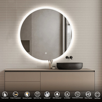 Miroir de salle de bain rond intelligent à LED, anti-buée, à intensité variable, 3 températures de couleur, haut-parleur Bluetooth, à suspendre au mur, pour hôtel et salon