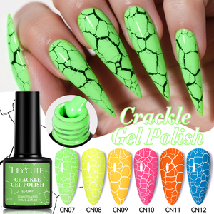 LILYCUTE 7ml <span class=keywords><strong>Vernis</strong></span> Gel Craquelé Effet Néon Tendance Été, Gel Nail Art Craquelé à Marque Privée pour Salon - Product Image 1