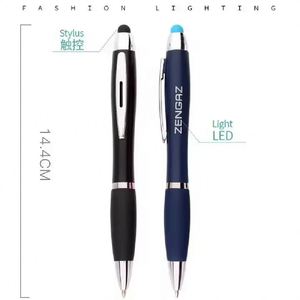 <b>LED</b> Light up Logo 2-in- Stylus Click Pens Illuminated Custom Logo Touch Screen Metal Promotional Pens With Anti-Slip Rubber Grip - Product Image 4
