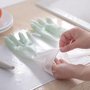 Gants de lavage de la vaisselle bicolores, imperméables, épaissis, extra grands, pour le nettoyage de la cuisine - Product Image 2