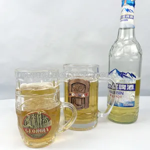 Großhandel Custom Logo Travel Trinken 16oz Blank Mini Steins Glas Bierkrug mit Griff