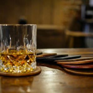 Genuine Leather Strong Coasters Waterproof Washable Table Protector Mats Customized Hot Stamping Logo Luxury Classic Cup Holder - Product Image 1