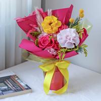 Bouquet de roses éternelles en gros, personnalisé pour la remise des diplômes, boîte cadeau de fleurs séchées naturelles, longue durée (3 à 5 ans), élégant