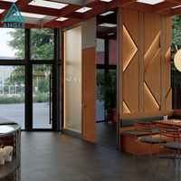 Kiosque à café moderne en bois MDF avec éclairage LED et comptoir de présentation pour centre commercial, mini-boutique de café
