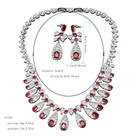 Ensemble de bijoux UBEIDO au design exquis en forme de goutte d'eau, ensemble de collier et de boucles d'oreilles en zircone cubique de haute qualité, pierre rouge, pour femmes