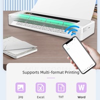 Printer A4 termal 8 inci Mini portabel, printer nirkabel Mobile Smart a4 Inkless dengan kertas Printer gratis satu rol