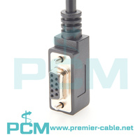 Cable serie DB9 hembra a extremo abierto único de 5 pines de ángulo recto de ajuste Delgado, cable DB9 RS232 de perfil bajo, cable DB9 a extremo de cable