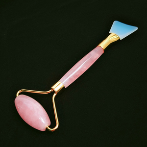 Vendita calda rullo di <span class=keywords><strong>giada</strong></span> viso naturale quarzo <span class=keywords><strong>rosa</strong></span> pietra di cristallo pennello - Product Image 2