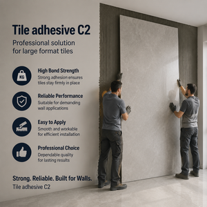 Mortier-colle C2E flexible à temps d'ouverture prolongé 20 kg, polymère modifié, pour grandes dalles de porcelaine, adhésif mural, directement de l'usine - Product Image 3