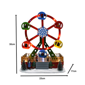 Grande roue <span class=keywords><strong>de</strong></span> carnaval avec lumières LED et gondoles mobiles Article décoratif <span class=keywords><strong>de</strong></span> Noël en plastique - Product Image 3