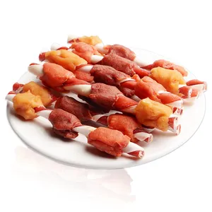 Hueso de nudo natural cuero crudo comida seca para perros masticables dentales pollo hígado pato triple sabor cuero crudo Kabobs golosinas para perros