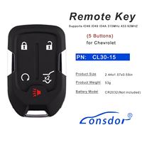 LONSDOR CL30-15 Llave Remota de 5 Botones Compatible con ID46 ID49 ID4A 315MHz 433.92MHZ para Chevrolet