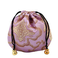 Sutra Cina brokat bordir tali serut perhiasan tas kantong India Mini Satin brokat bordir dompet koin untuk wanita menjual
