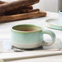 Nouveauté bureau à domicile nordique boire réactif dégradé couleur thé lait expresso tasse à café en céramique avec assiette