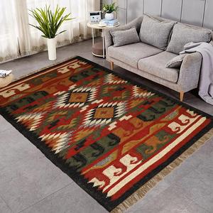Alfombra de yute de lana Kilim para decoración del hogar moderna y duradera, alfombra geométrica tejida a mano para interiores rústicos para suelos de sala de estar y dormitorio - Product Image 2