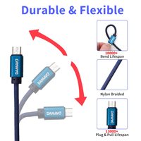 Câble de charge rapide rétractable 4-en-1 portable DAMAVO, magnétique USB-C PD, conducteur en cuivre étamé, 1m, pour ordinateur et automobile