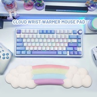 Tapis de souris PC en silicone motif nuage de dessin animé, antidérapant, en mousse à mémoire de forme, avec repose-poignet incliné classique pour le bureau