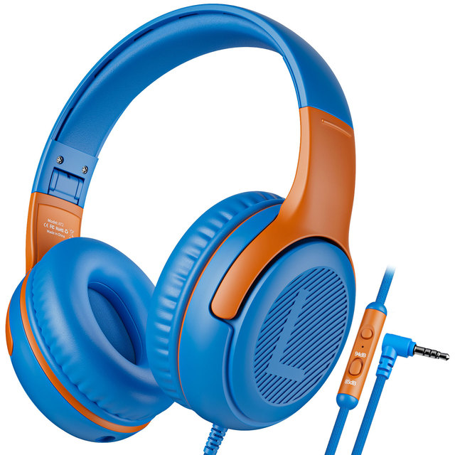 AWATRUE AT2 Wired Kids Headphones with 3.5mm Jack, Over-Ear Children Headset with Microphone for School, Learning & Gaming
