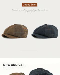 Gorra Newsboy a Rayas para Hombre y Mujer, Estilo Retro Otoño Invierno, Boina a Cuadros - Product Image 2