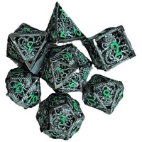 Jeu de dés à facettes multiples en métal massif, 7 pièces, couleurs or et argent, adapté à divers jeux de table, jeux de rôle dans des donjons