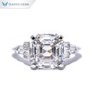 天宇宝石 ホットセール 14金ホワイトゴールド 約3.5カラット アッシャーカット ラボダイヤモンド CVDリング 女性用 婚約指輪 - Product Image 1