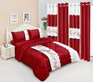 अफ्रीका शैली दिलासा बिस्तर सेट के साथ मिलान पर्दे कपास देनेवाला सेट - Product Image 2