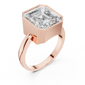 Bague en or rose avec diamant de laboratoire taille radiant pour femme, bague de fiançailles solitaire sertie clos, cadeau de joaillerie fine moderne - Product Image 1