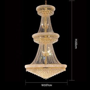 Candelabro de cristal dorado grande para Villa, sala de estar, escalera de lujo, lámpara colgante con altura ajustable para hoteles - Product Image 3