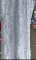 Robe de mariée sirène à col rond illusion, manches longues, corsage en satin plissé, ornée de perles scintillantes, pour mariées africaines