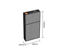 Étui à cigarettes métallique fin et portable pour homme avec briquet rechargeable coupe-vent et résistant à l'humidité, lot de 20, gravure laser personnalisée