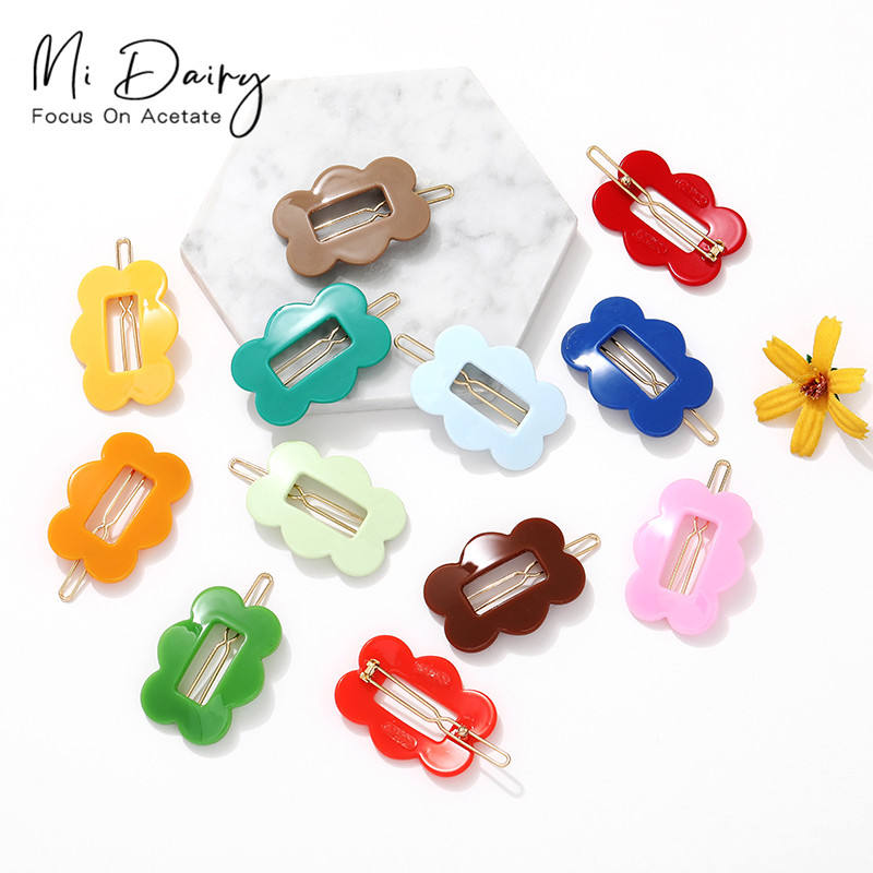 MiDairy Factory Supplies INS HOT SALE Acrylic Fashion Fancy Flow Shaped Hair Clips Accessories for Kids Girls