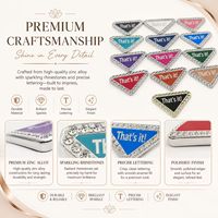 Charm con Logotipo Triangular Personalizado, Borde de Cristal, Centro Esmaltado con Monograma de Letras, 13 Opciones de Color, Etiqueta con Diseño de Logotipo