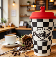 Gobelets à café jetables en papier à double paroi avec couvercle, personnalisés pour boissons chaudes, pour thé au lait Boba à emporter, 8oz, 12oz, 16oz
